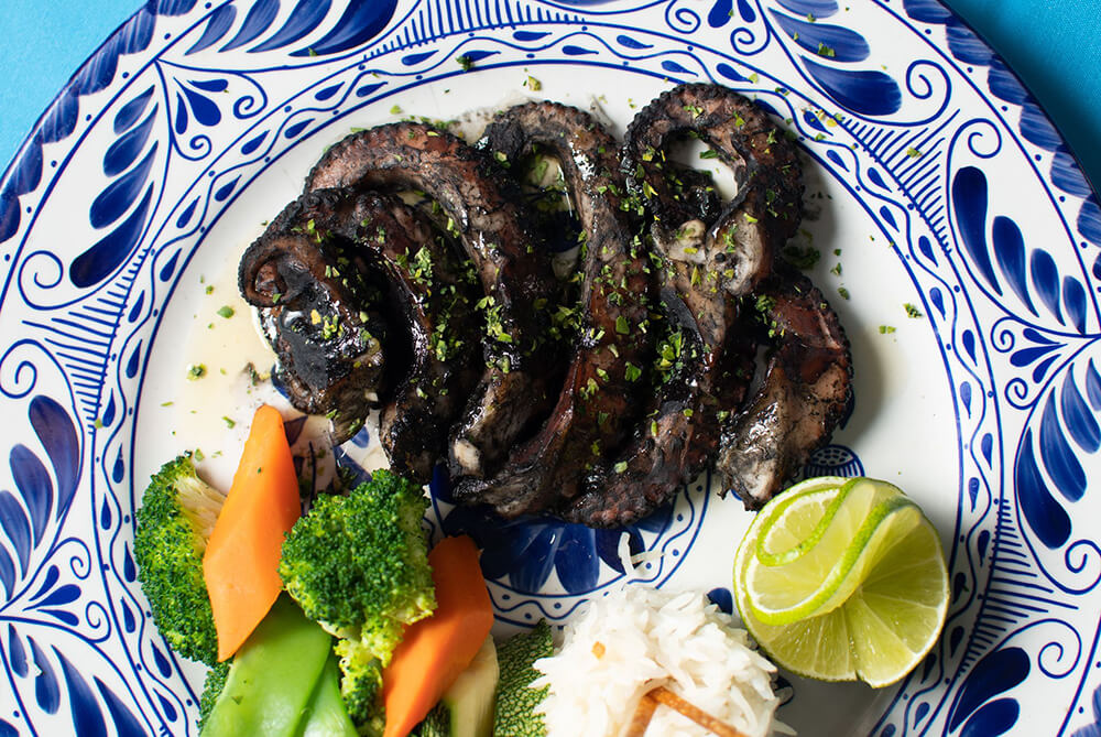 grilled octopus with vegetables